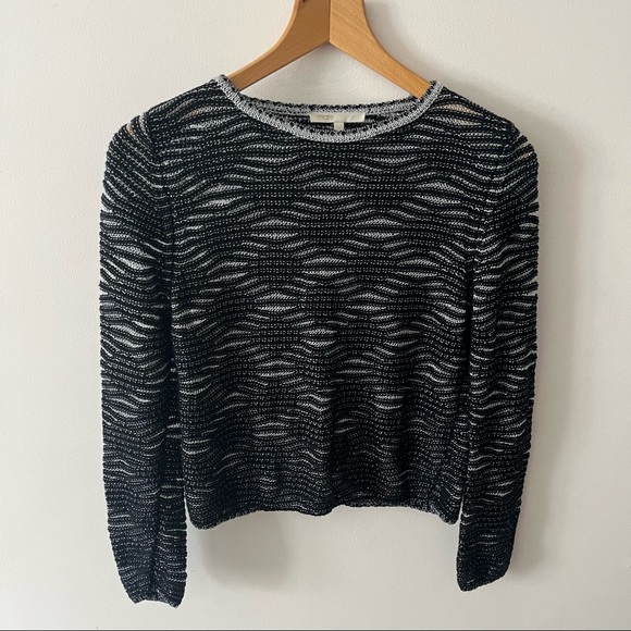 Maje Melodie Jacquard Metallic Open Knit Sweater / Size 1 / Small - Picture 6 of 13